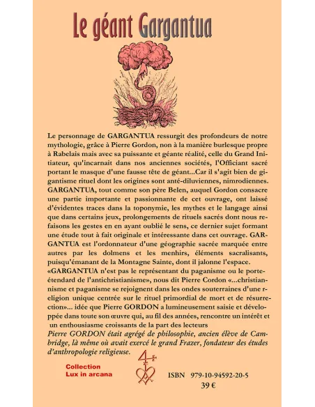 livres|esoterisme|Toysondor|Le géant Gargantua et ses origines|39,00&nbsp;€|Livres